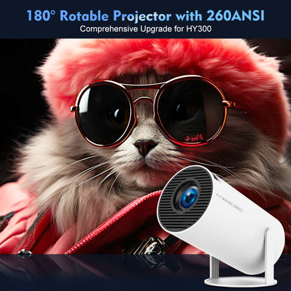 HY300 Pro Android 11 4K Projector – 1280x720P, Dual Wifi, 260 ANSI, 180° Flexible, BT5.0 Outdoor Cinema Projector