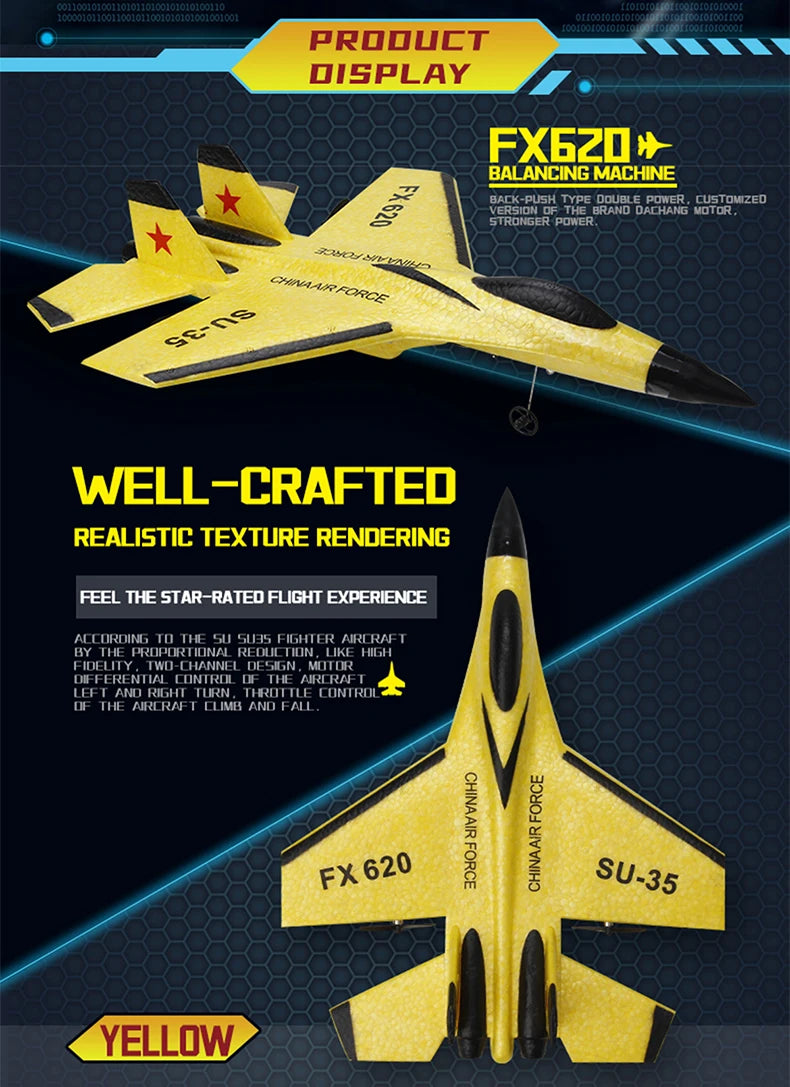 RC Foam Aircraft SU-35 Fighter Plane – 2.4G Remote Control Glider for Kids