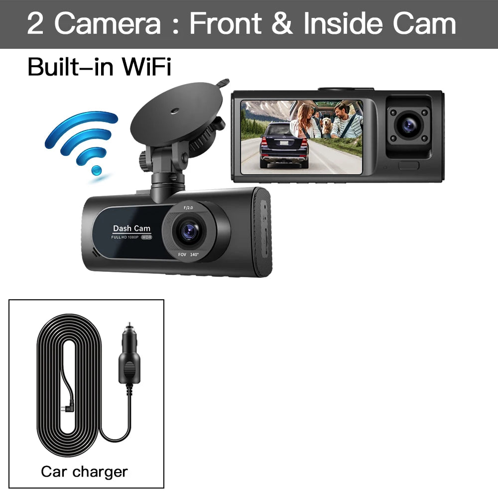 3 Channel WiFi Car DVR HD 1080P 3-Lens Vehicle Dash Cam Three Way Camera DVRs Recorder Video Registrator Dashcam Camcorder