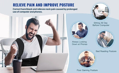 Posture Corrector Back Orthopedic Straps – Fully Adjustable Spinal Brace for Men and Women, Comfortable Upper Back Brace