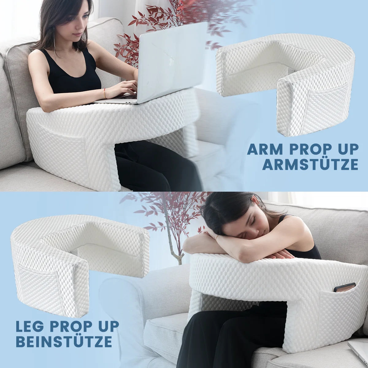 Reading Pillow with Arm Rest and Lap Desk – Perfect for Gaming, Working, and Floor Sitting, with Removable & Washable Cover