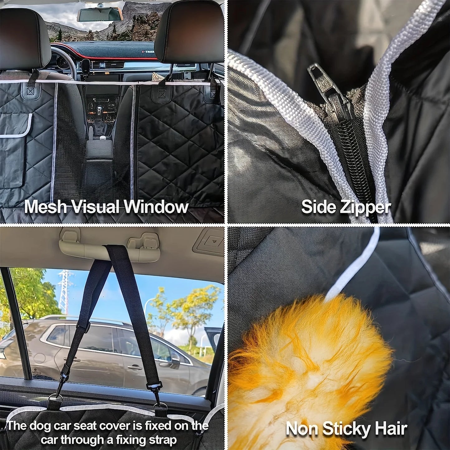 Dog Car Seat Cover – Waterproof Nonslip Hammock with Mesh Window & Storage Pocket