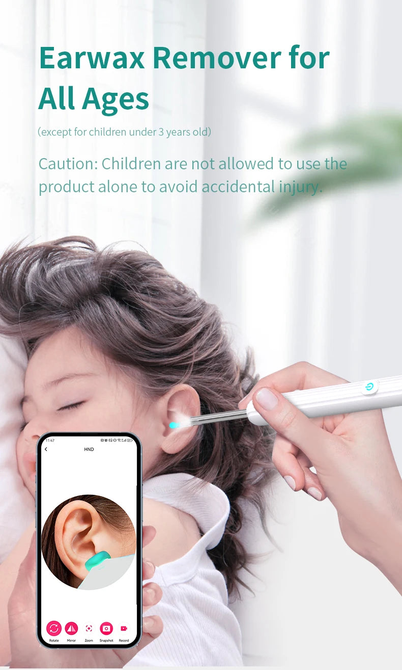 Smart Visual Ear Cleaner with Camera – 1296P Ear Wax Removal Tool with USB-C Charging & 6 LED Lights