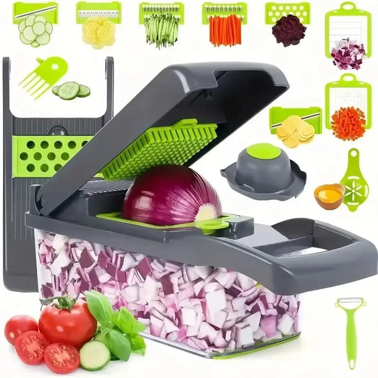 Multifunctional Vegetable Chopper – Handle Food Grate, Slicer, Dicer & Cutter for Easy Meal Prep