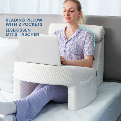 Reading Pillow with Arm Rest and Lap Desk – Perfect for Gaming, Working, and Floor Sitting, with Removable & Washable Cover