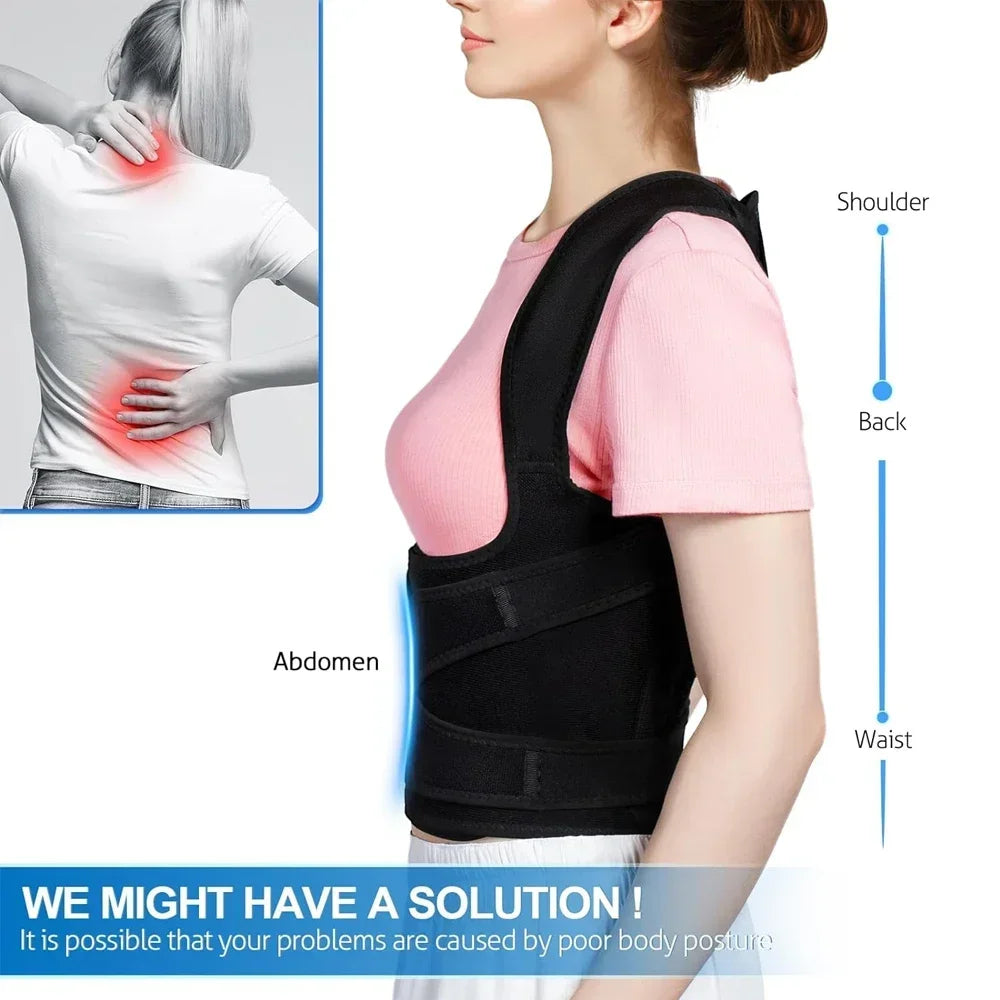 Posture Corrector Back Orthopedic Straps – Fully Adjustable Spinal Brace for Men and Women, Comfortable Upper Back Brace