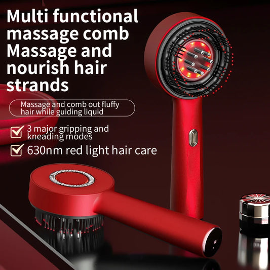 Electric Vibration Massage Comb – Red Light Hair Follicle Comb & Scalp Oil Applicator for Hair Growth & Anti-Hair Loss