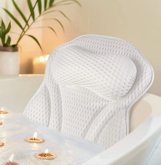 Bathtub Pillow for Neck & Back Support – Soft Spa Bath Pillow with Strong Suction Cups