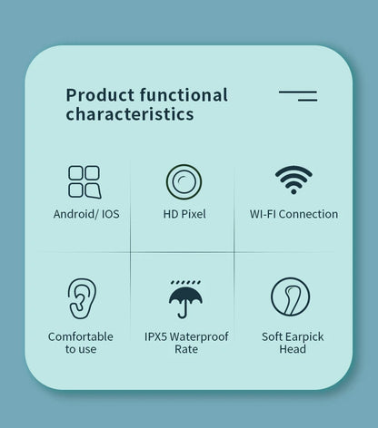 Smart Visual Ear Cleaner with Camera – 1296P Ear Wax Removal Tool with USB-C Charging & 6 LED Lights