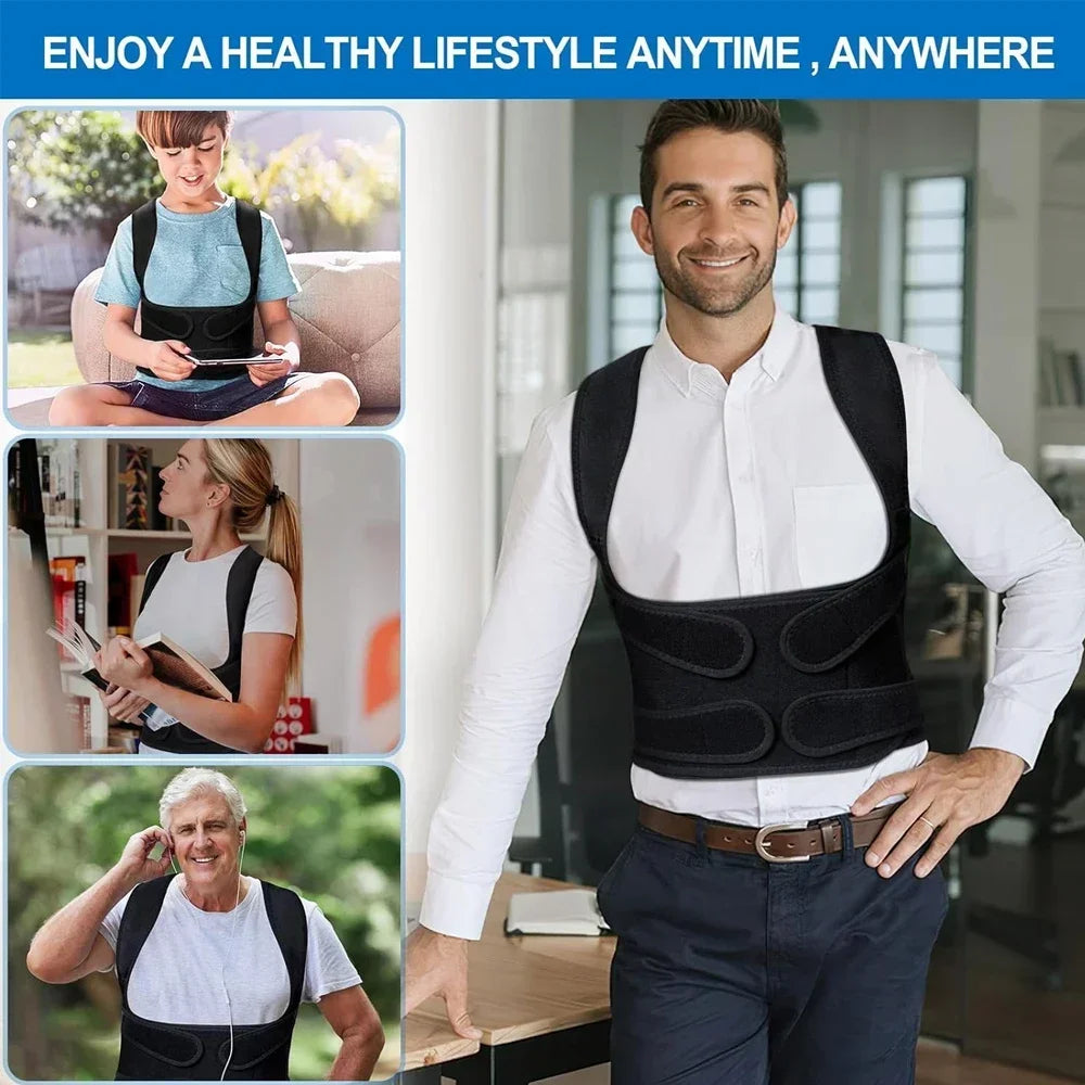 Posture Corrector Back Orthopedic Straps – Fully Adjustable Spinal Brace for Men and Women, Comfortable Upper Back Brace