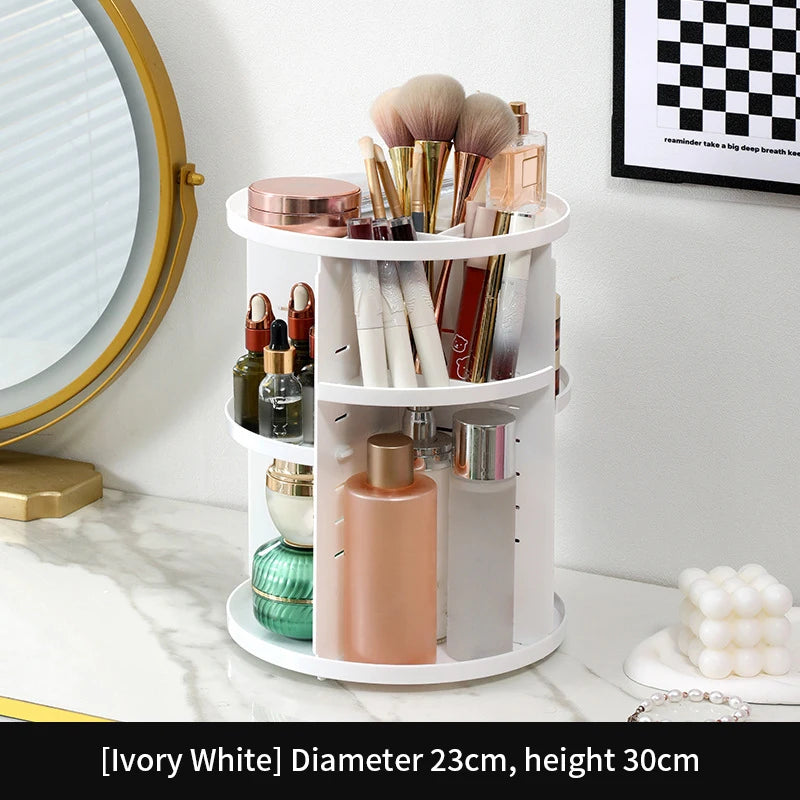 360 Degree Rotating Makeup Storage Box – Transparent Desktop Organizer for Perfume, Skin Care & Cosmetics