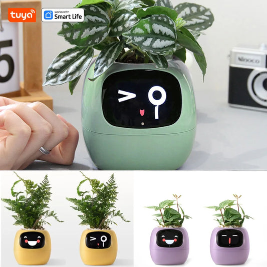 Smart Planter with AI Chips – 49+ Expressions & 7 Smart Sensors for Fun, Easy Plant Care