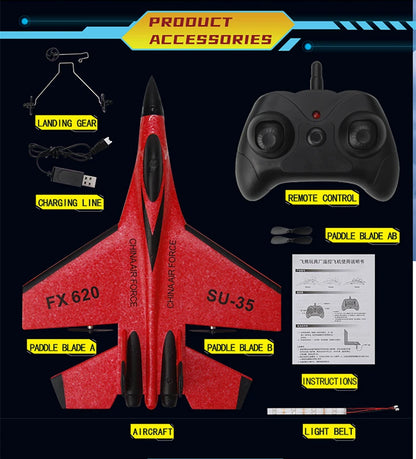 RC Foam Aircraft SU-35 Fighter Plane – 2.4G Remote Control Glider for Kids