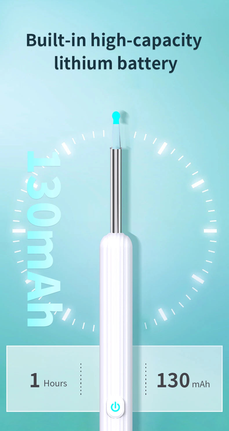 Smart Visual Ear Cleaner with Camera – 1296P Ear Wax Removal Tool with USB-C Charging & 6 LED Lights