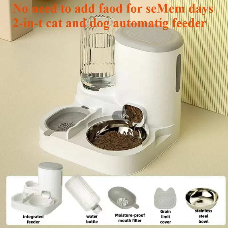 Automatic Pet Feeder & Water Dispenser for Cats & Dogs – Integrated Food Bowl & Drinking Basin for Pets