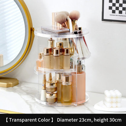 360 Degree Rotating Makeup Storage Box – Transparent Desktop Organizer for Perfume, Skin Care & Cosmetics