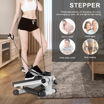 Mini Stepper Stair Stepper Max 120kg Twist Stepper Machine LED Display Fitness Stepper with Pull Rope Exercise Equipment