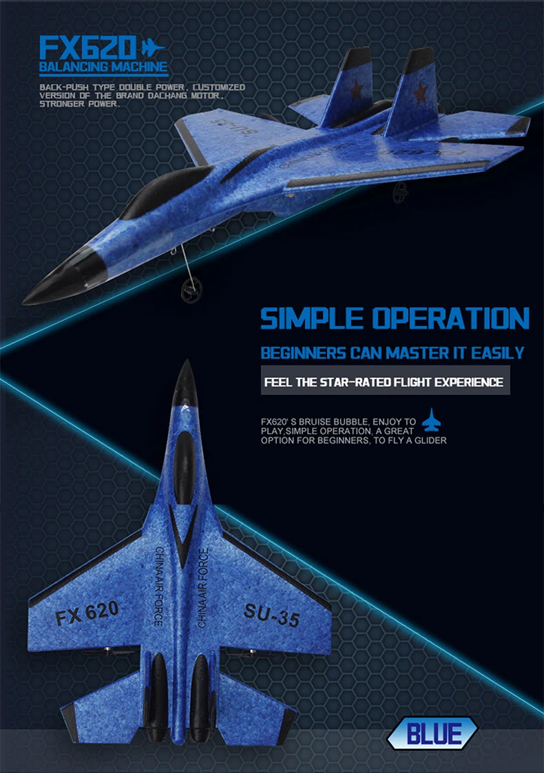 RC Foam Aircraft SU-35 Fighter Plane – 2.4G Remote Control Glider for Kids