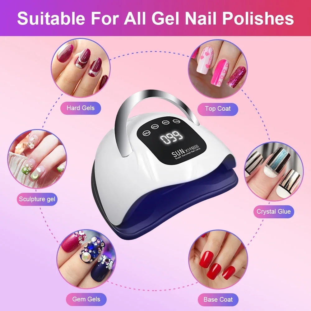 X19 MAX UV LED Nail Drying Lamp Professional UV Nail Art Dryer Light for Gel Nails 72 Beads Fast Curing Gel Polish Lamp