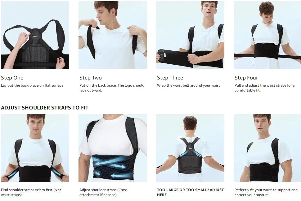 Posture Corrector Back Orthopedic Straps – Fully Adjustable Spinal Brace for Men and Women, Comfortable Upper Back Brace