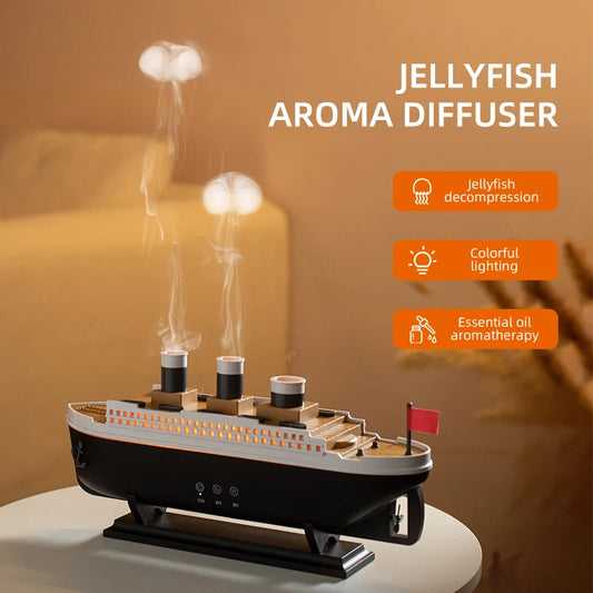 Cool Mist Ship Aromatherapy Diffuser - Home Essential Oil Humidifier, Nautical Gift Model