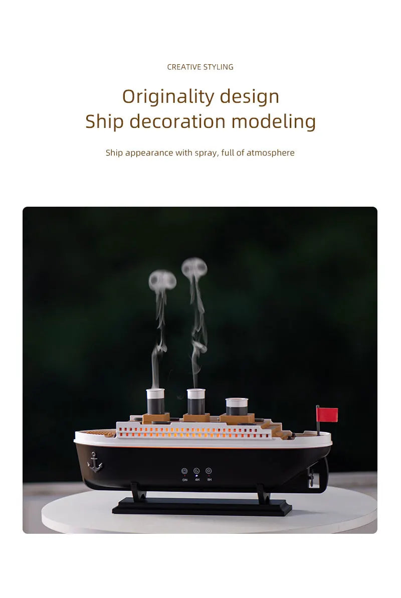 Cool Mist Ship Aromatherapy Diffuser - Home Essential Oil Humidifier, Nautical Gift Model