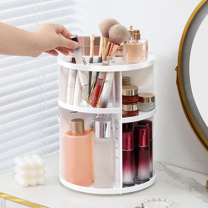 360 Degree Rotating Makeup Storage Box – Transparent Desktop Organizer for Perfume, Skin Care & Cosmetics