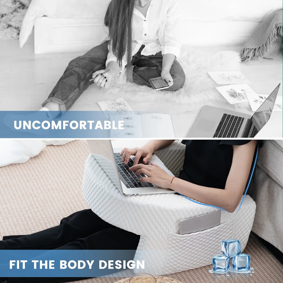 Reading Pillow with Arm Rest and Lap Desk – Perfect for Gaming, Working, and Floor Sitting, with Removable & Washable Cover