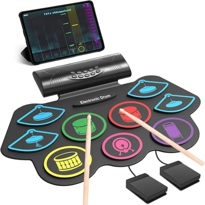 Portable USB Electronic Drum Pad Kit With Built-in Speaker