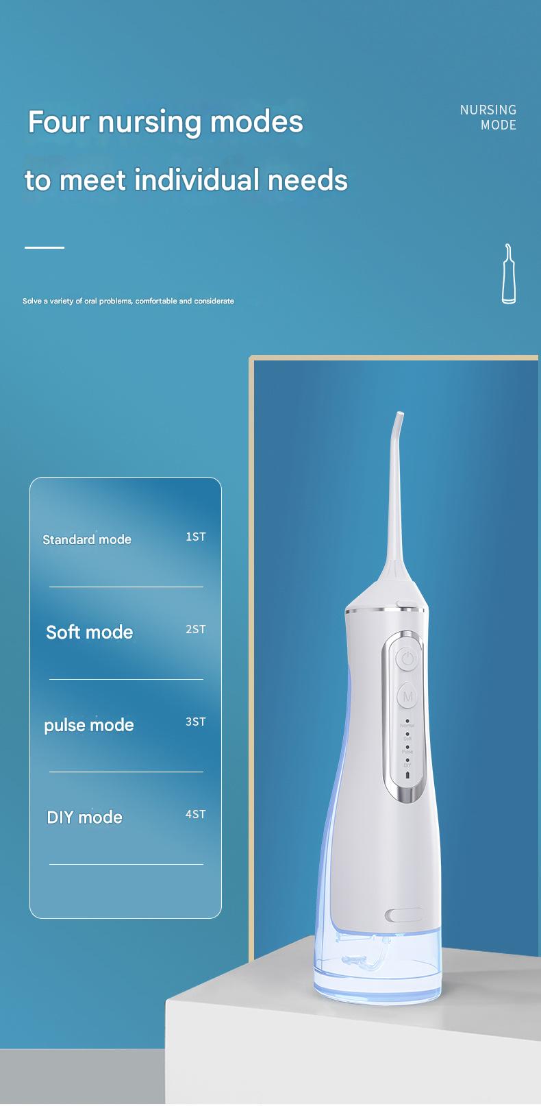 Water Dental Flosser - Portable Cordless Oral Irrigator, Rechargeable 300ML Teeth Cleaner, IPX8 Waterproof Electric Flossing Machine for Travel & Home Use