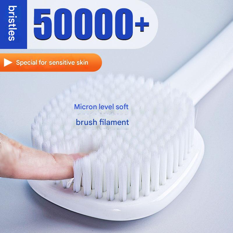 Bath Brush with Soft Wool Back Scrubber – Long Handle Body Brush for Back Scrubbing and Bathing