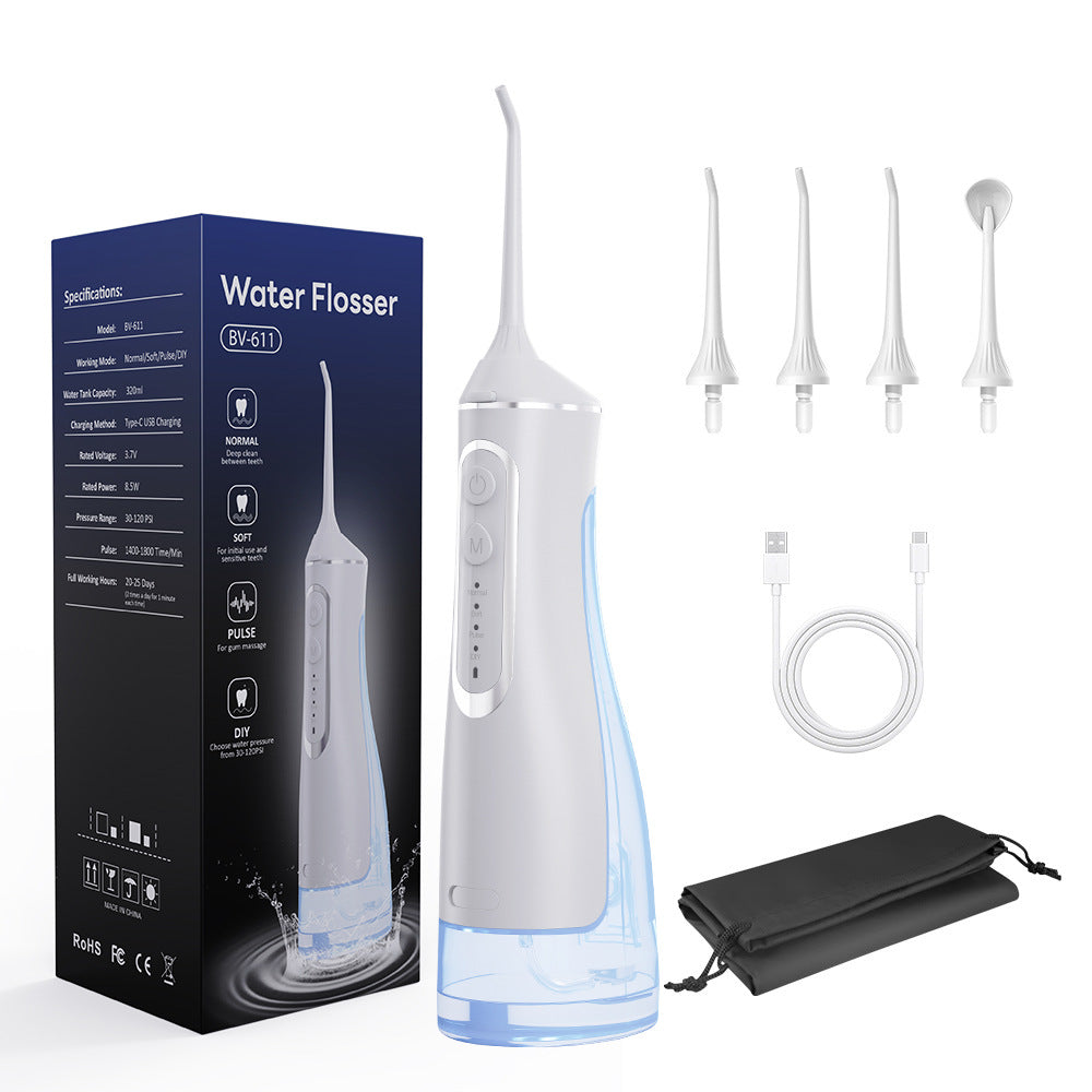 Water Dental Flosser - Portable Cordless Oral Irrigator, Rechargeable 300ML Teeth Cleaner, IPX8 Waterproof Electric Flossing Machine for Travel & Home Use